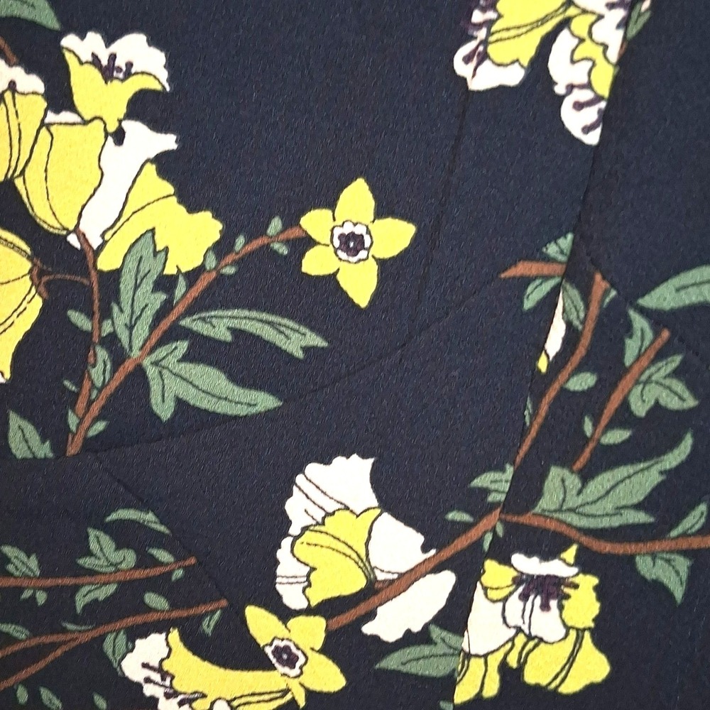 Who What Wear Black Yellow Floral Mini Skirt Sz 14 Ruffle Hem Cottagecore Spring - Picture 7 of 9